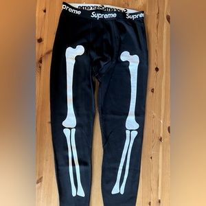 Supreme Hanes Skeleton Black Small Medium Thermal Pants Bottoms Bones Rare New